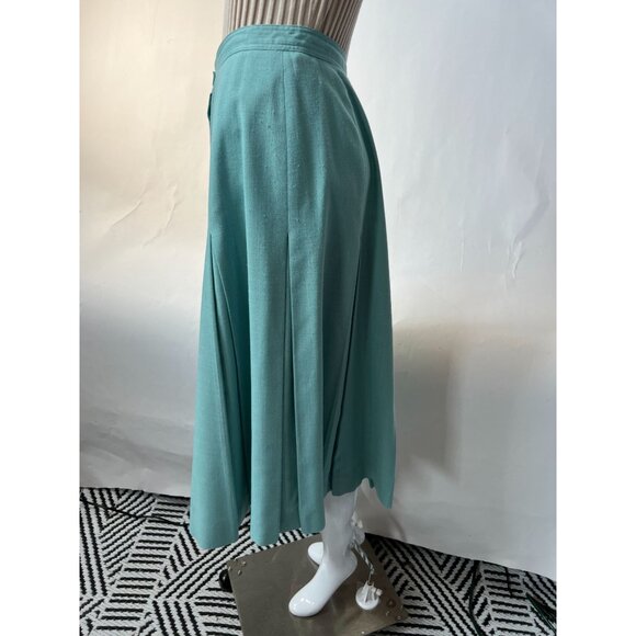 Jones New York Women's Size 14 Aqua Button-Front Pleated Midi Skirt - Picture 14 of 16